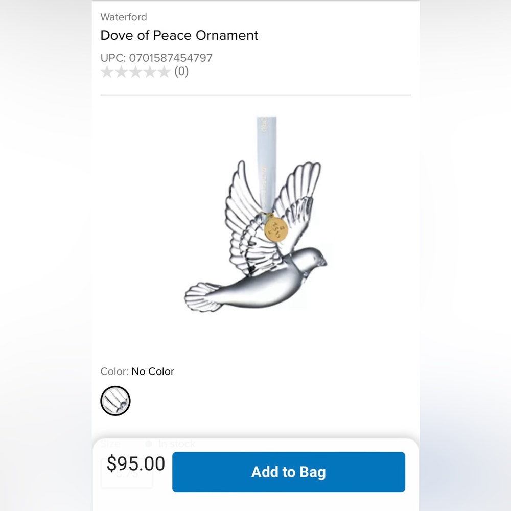 Waterford Dove of Peace ornament